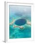 Aerial of Blue Hole, Sailboat Anchored, Lighthouse Atoll, Belize-Stuart Westmoreland-Framed Photographic Print