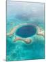 Aerial of Blue Hole, Sailboat Anchored, Lighthouse Atoll, Belize-Stuart Westmoreland-Mounted Photographic Print