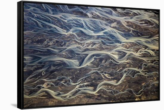 Aerial of braided rivers, Iceland-Art Wolfe-Framed Stretched Canvas