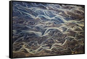 Aerial of braided rivers, Iceland-Art Wolfe-Framed Stretched Canvas