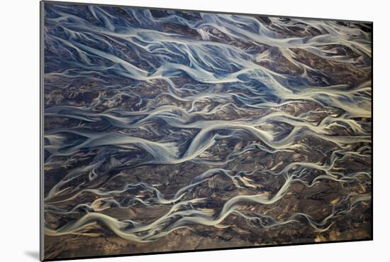 Aerial of braided rivers, Iceland-Art Wolfe-Mounted Photographic Print