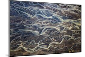 Aerial of braided rivers, Iceland-Art Wolfe-Mounted Photographic Print