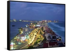 Aerial of Cancun at Night, Mexico-Peter Adams-Framed Stretched Canvas