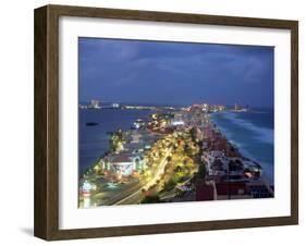 Aerial of Cancun at Night, Mexico-Peter Adams-Framed Premium Photographic Print