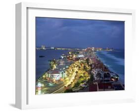 Aerial of Cancun at Night, Mexico-Peter Adams-Framed Photographic Print