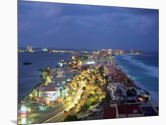 Aerial of Cancun at Night, Mexico-Peter Adams-Mounted Photographic Print