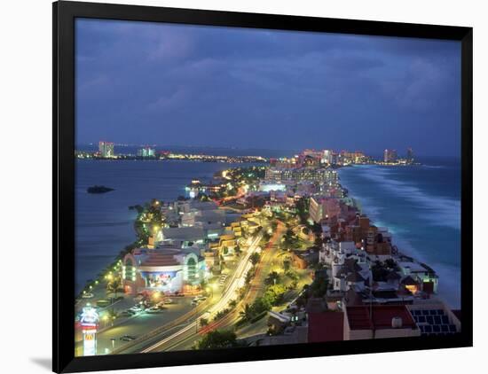 Aerial of Cancun at Night, Mexico-Peter Adams-Framed Photographic Print