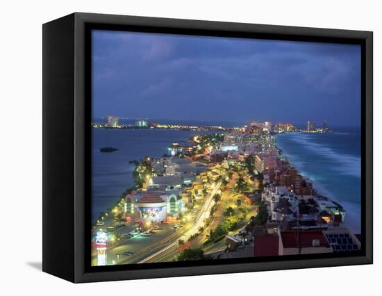 Aerial of Cancun at Night, Mexico-Peter Adams-Framed Stretched Canvas