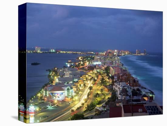 Aerial of Cancun at Night, Mexico-Peter Adams-Stretched Canvas