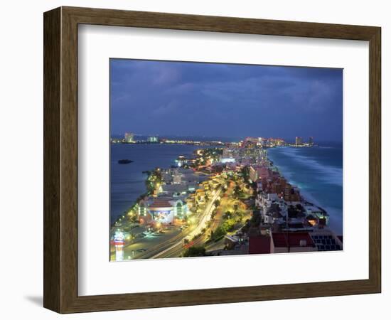 Aerial of Cancun at Night, Mexico-Peter Adams-Framed Photographic Print