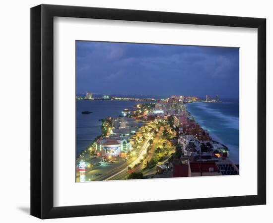 Aerial of Cancun at Night, Mexico-Peter Adams-Framed Photographic Print