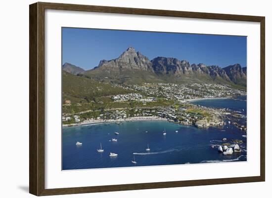 Aerial of Clifton Beach and Camps Bay, Cape Town, South Africa-David Wall-Framed Photographic Print