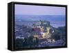 Aerial of Conway and Castle, UNESCO World Heritage Site, Gwynedd, North Wales, United Kingdom-Rainford Roy-Framed Stretched Canvas