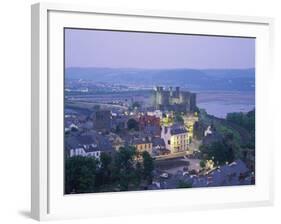 Aerial of Conway and Castle, UNESCO World Heritage Site, Gwynedd, North Wales, United Kingdom-Rainford Roy-Framed Photographic Print