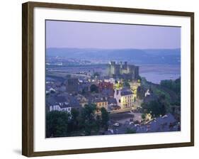 Aerial of Conway and Castle, UNESCO World Heritage Site, Gwynedd, North Wales, United Kingdom-Rainford Roy-Framed Photographic Print