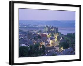 Aerial of Conway and Castle, UNESCO World Heritage Site, Gwynedd, North Wales, United Kingdom-Rainford Roy-Framed Photographic Print