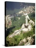 Aerial of Corcovado Christ Statue and Rio de Janeiro, Brazil-Bill Bachmann-Stretched Canvas