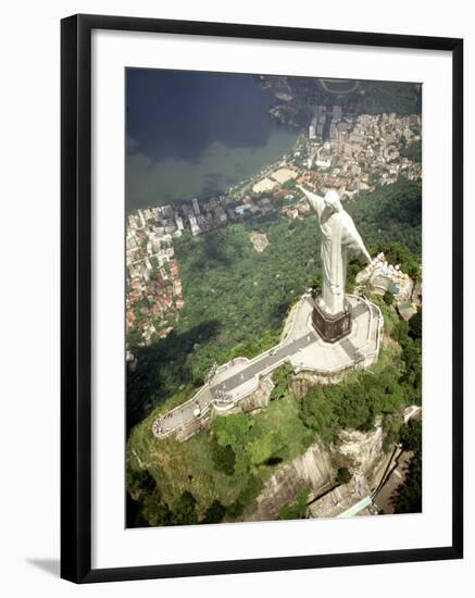 Aerial of Corcovado Christ Statue and Rio de Janeiro, Brazil-Bill Bachmann-Framed Premium Photographic Print