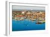 Aerial of downtown Portland Harbor and Portland Maine with view of Maine Medical Center, Commerc...-null-Framed Photographic Print