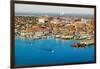 Aerial of downtown Portland Harbor and Portland Maine with view of Maine Medical Center, Commerc...-null-Framed Photographic Print