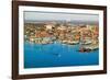 Aerial of downtown Portland Harbor and Portland Maine with view of Maine Medical Center, Commerc...-null-Framed Photographic Print