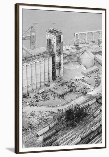 Aerial of Exploded Grain Elevator-null-Framed Premium Photographic Print