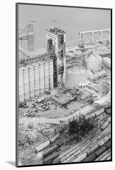 Aerial of Exploded Grain Elevator-null-Mounted Photographic Print