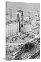 Aerial of Exploded Grain Elevator-null-Stretched Canvas