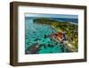 Aerial of Fakarava lagoon, Tuamotu archipelago, French Polynesia-Michael Runkel-Framed Photographic Print