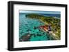 Aerial of Fakarava lagoon, Tuamotu archipelago, French Polynesia-Michael Runkel-Framed Photographic Print