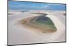 Aerial of freshwater lakes between huge sand dunes in the Lencois Maranhenses National Park-Michael Runkel-Mounted Photographic Print
