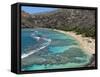 Aerial of Hanauma Bay Reef Snorkelers Near Oahu, Hawaii-Bill Bachmann-Framed Stretched Canvas