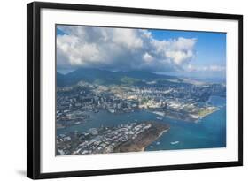 Aerial of Honolulu, Oahu, Hawaii, United States of America, Pacific-Michael-Framed Photographic Print