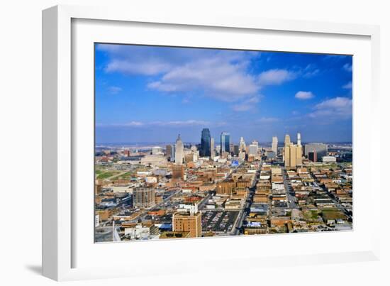 Aerial of Kansas City skyline, MO-null-Framed Photographic Print