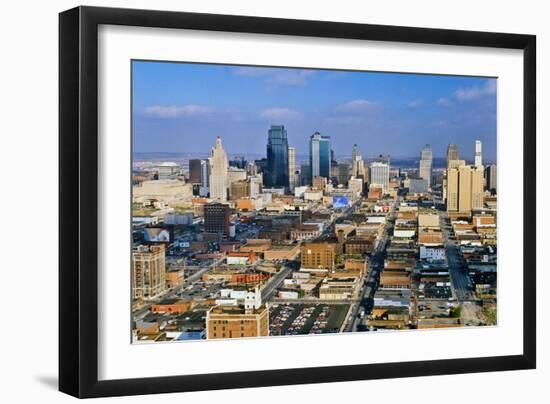 Aerial of Kansas City skyline, MO-null-Framed Photographic Print