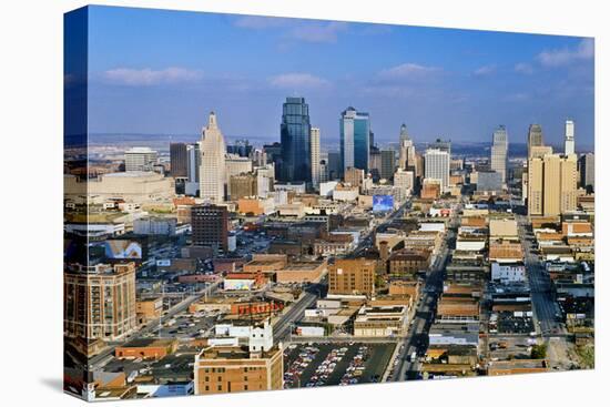 Aerial of Kansas City skyline, MO-null-Stretched Canvas