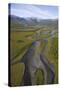 Aerial of Laitaure Delta in Rapadalen Valley with Skierffe and Nammatj Mountains, Sarek Np, Sweden-Cairns-Stretched Canvas