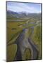 Aerial of Laitaure Delta in Rapadalen Valley with Skierffe and Nammatj Mountains, Sarek Np, Sweden-Cairns-Mounted Photographic Print