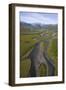 Aerial of Laitaure Delta in Rapadalen Valley with Skierffe and Nammatj Mountains, Sarek Np, Sweden-Cairns-Framed Photographic Print