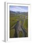 Aerial of Laitaure Delta in Rapadalen Valley with Skierffe and Nammatj Mountains, Sarek Np, Sweden-Cairns-Framed Photographic Print