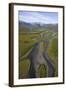 Aerial of Laitaure Delta in Rapadalen Valley with Skierffe and Nammatj Mountains, Sarek Np, Sweden-Cairns-Framed Photographic Print