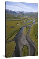 Aerial of Laitaure Delta in Rapadalen Valley with Skierffe and Nammatj Mountains, Sarek Np, Sweden-Cairns-Stretched Canvas