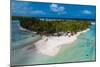 Aerial of little island with white sand beach, the Ile aux Recifs, Rangiroa atoll, Tuamotus-Michael Runkel-Mounted Photographic Print