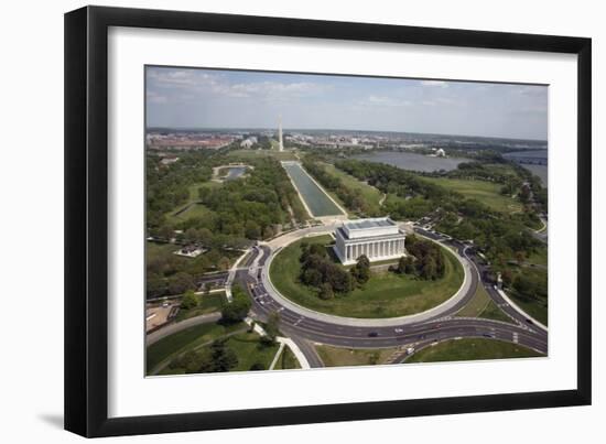 Aerial of Mall showing Lincoln Memorial, Washington Monument and the U.S. Capitol, Washington, D.C.-Carol Highsmith-Framed Art Print