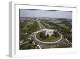 Aerial of Mall showing Lincoln Memorial, Washington Monument and the U.S. Capitol, Washington, D.C.-Carol Highsmith-Framed Art Print