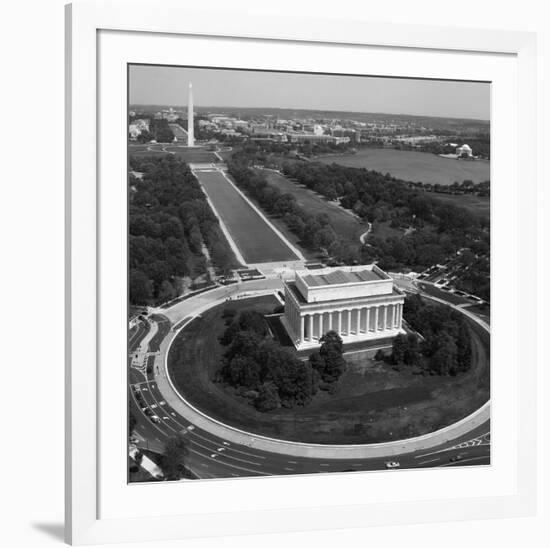 Aerial of Mall showing Lincoln Memorial, Washington Monument and the U.S. Capitol, Washington, D.C.-Carol Highsmith-Framed Art Print