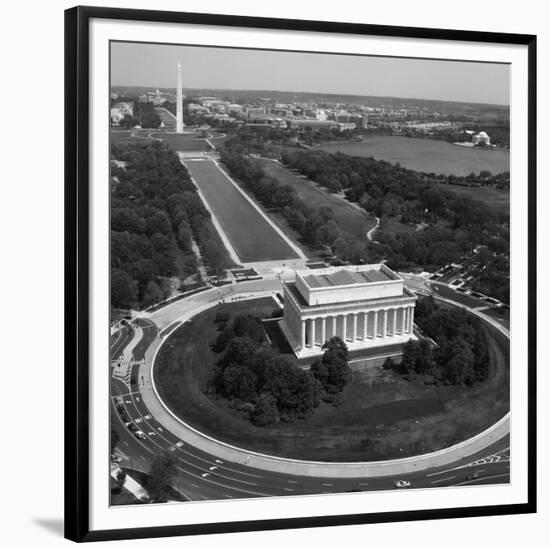 Aerial of Mall showing Lincoln Memorial, Washington Monument and the U.S. Capitol, Washington, D.C.-Carol Highsmith-Framed Art Print