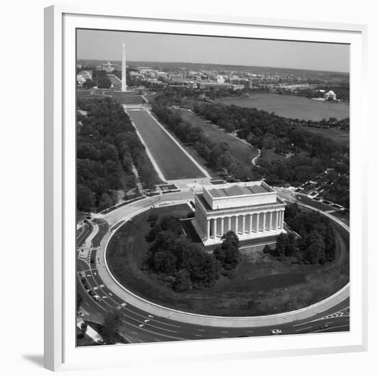 Aerial of Mall showing Lincoln Memorial, Washington Monument and the U.S. Capitol, Washington, D.C.-Carol Highsmith-Framed Art Print