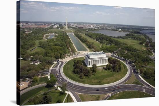 Aerial of Mall showing Lincoln Memorial, Washington Monument and the U.S. Capitol, Washington, D.C.-Carol Highsmith-Stretched Canvas