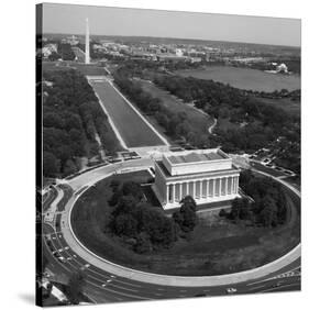 Aerial of Mall showing Lincoln Memorial, Washington Monument and the U.S. Capitol, Washington, D.C.-Carol Highsmith-Stretched Canvas